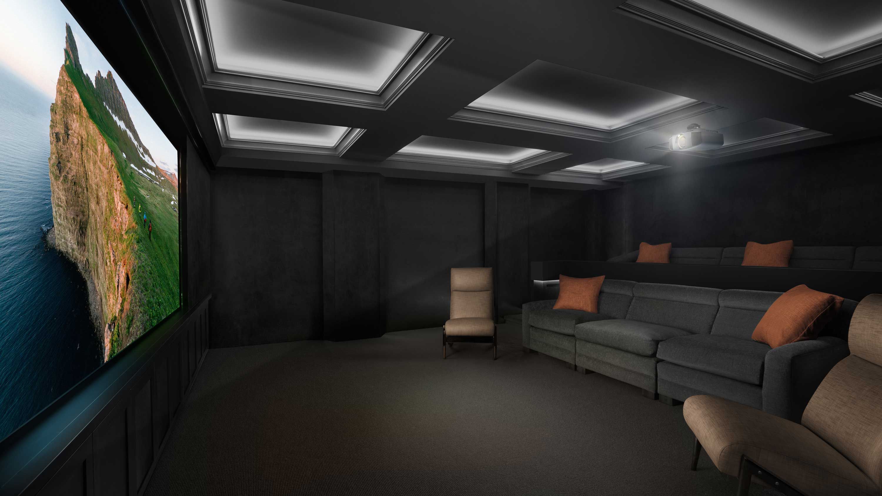 Sony home theater with LED lighting in the ceiling