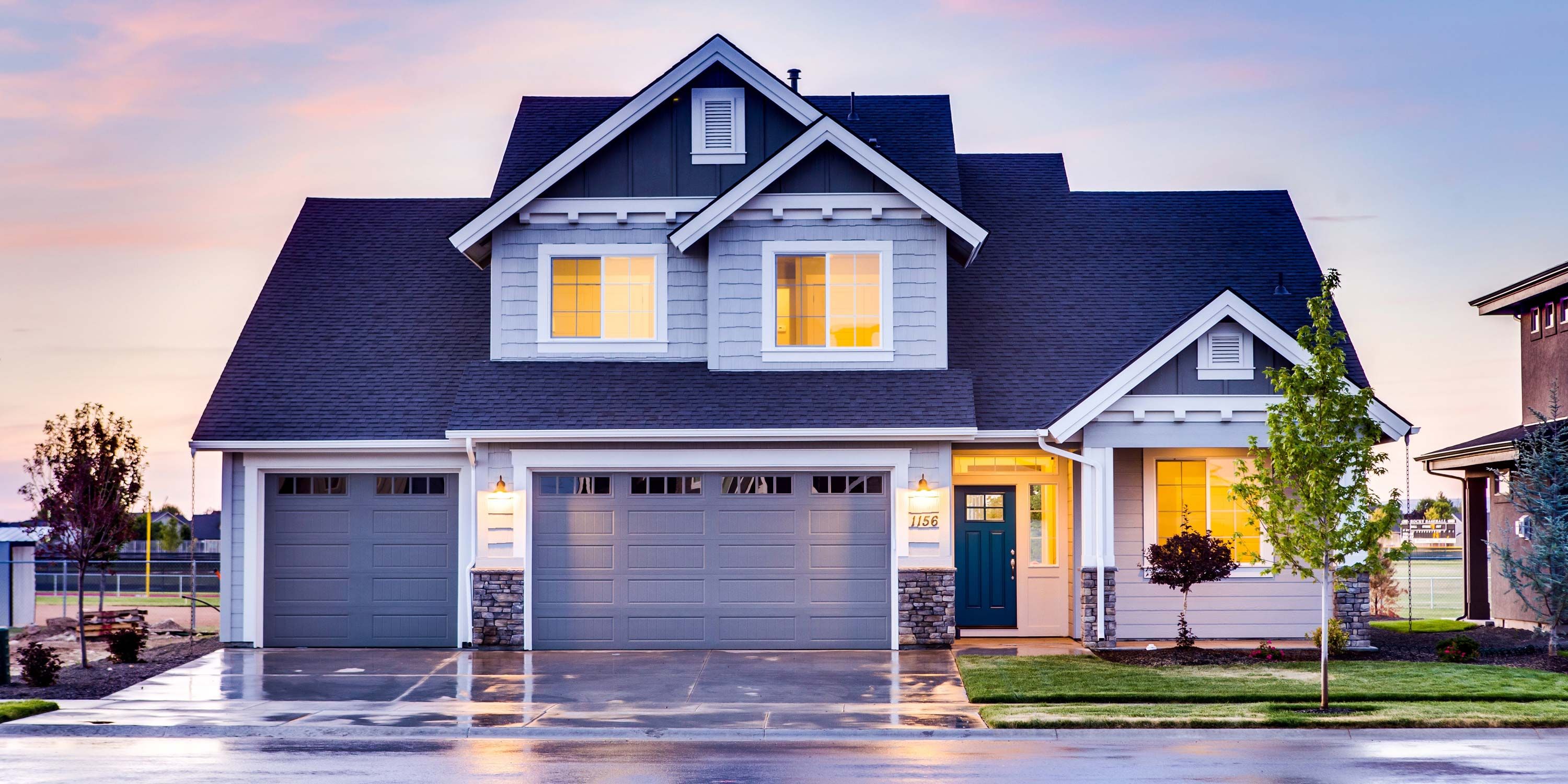 blue toned home at dusk