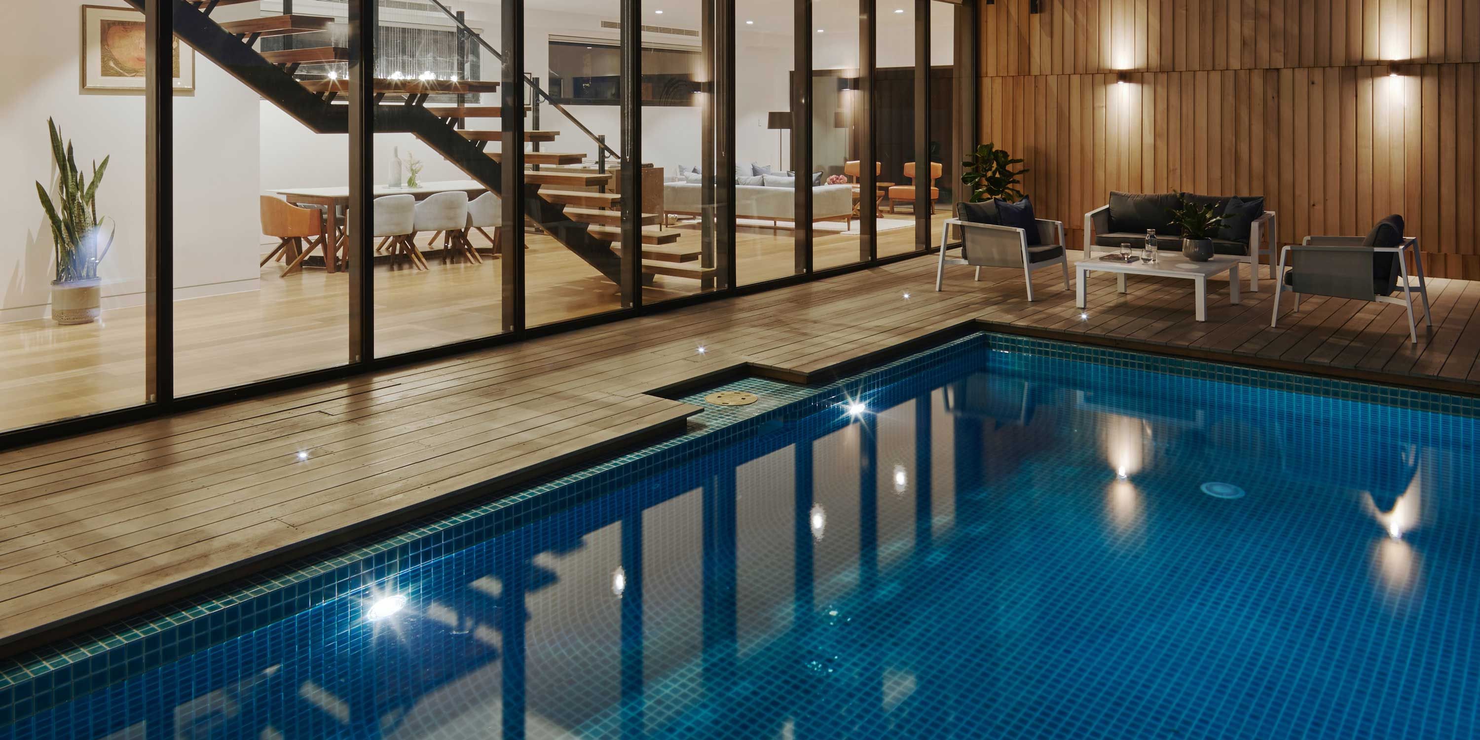 modern home with lighting in the evening